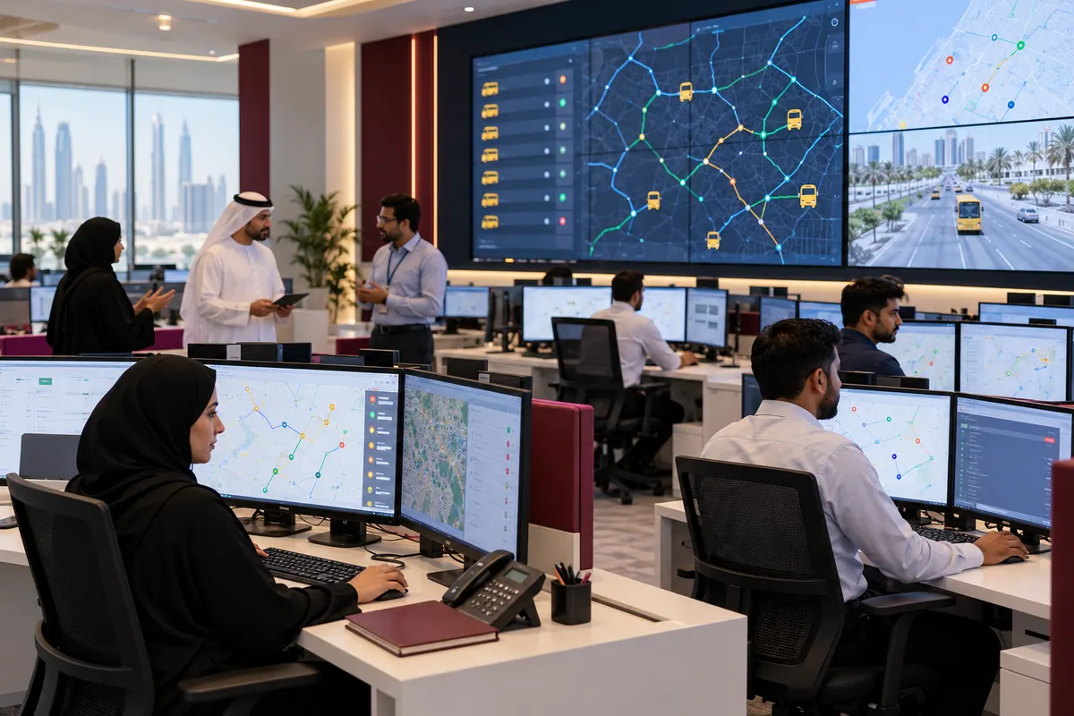 School transport team in a control room
