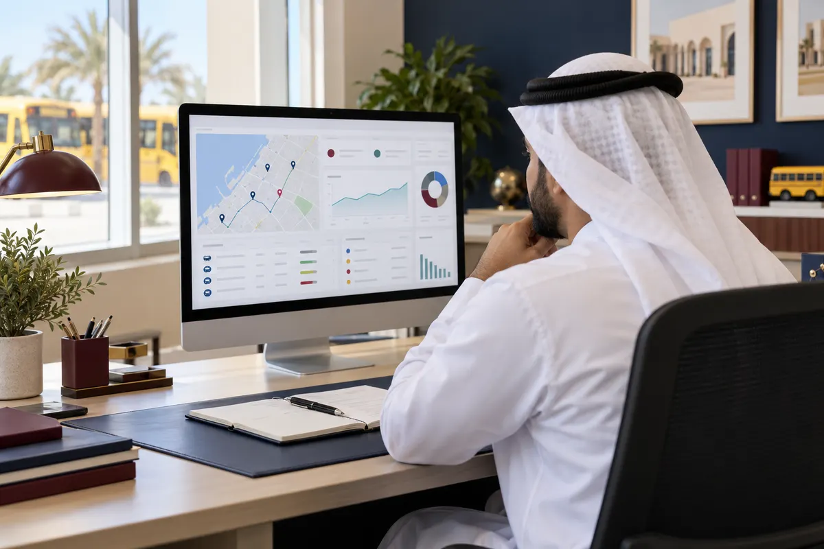 Transport manager reviewing a dashboard