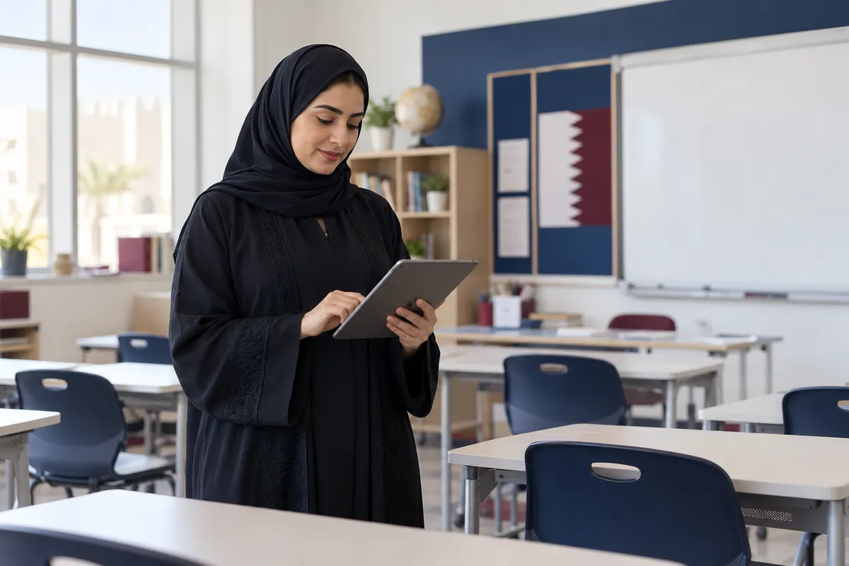 Teacher recording classroom attendance